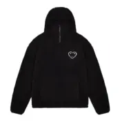 Black Carsicko Face Cover Fleeced Hooded Jacket