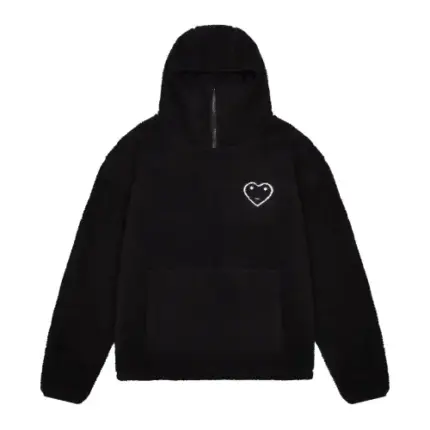 Black Carsicko Face Cover Fleeced Hooded Jacket