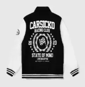 Black/White Carsicko Racer Club Varsity Jacket