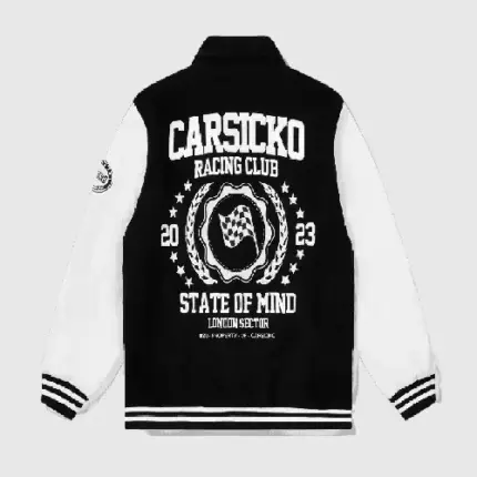 Black/White Carsicko Racer Club Varsity Jacket