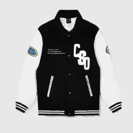 Black/White Carsicko Racer Club Varsity Jacket